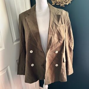 Zara Women's Rustic DOUBLE-BREASTED BLAZER KHAKI SIZE XS